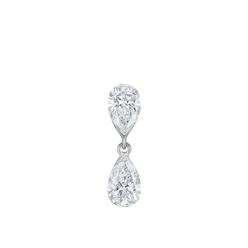 Invisible Set Diamond Pear Dangle Threaded Stud Earring With Titanium Backing - Image 11
