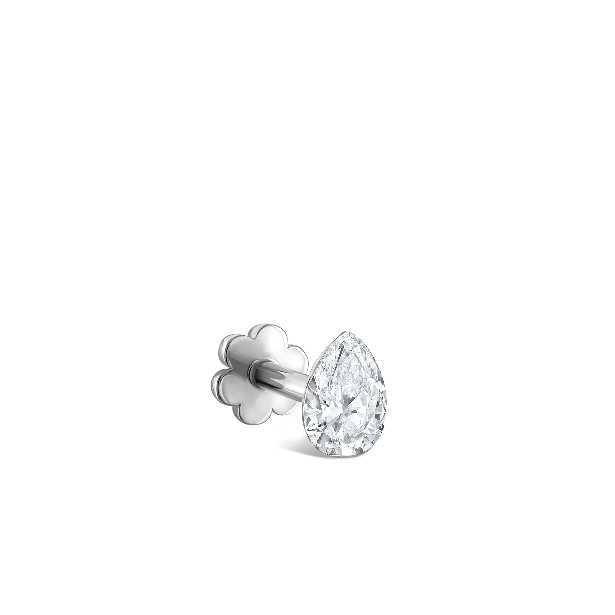 Invisible Set Diamond Pear Threaded Stud Earring - Image 13