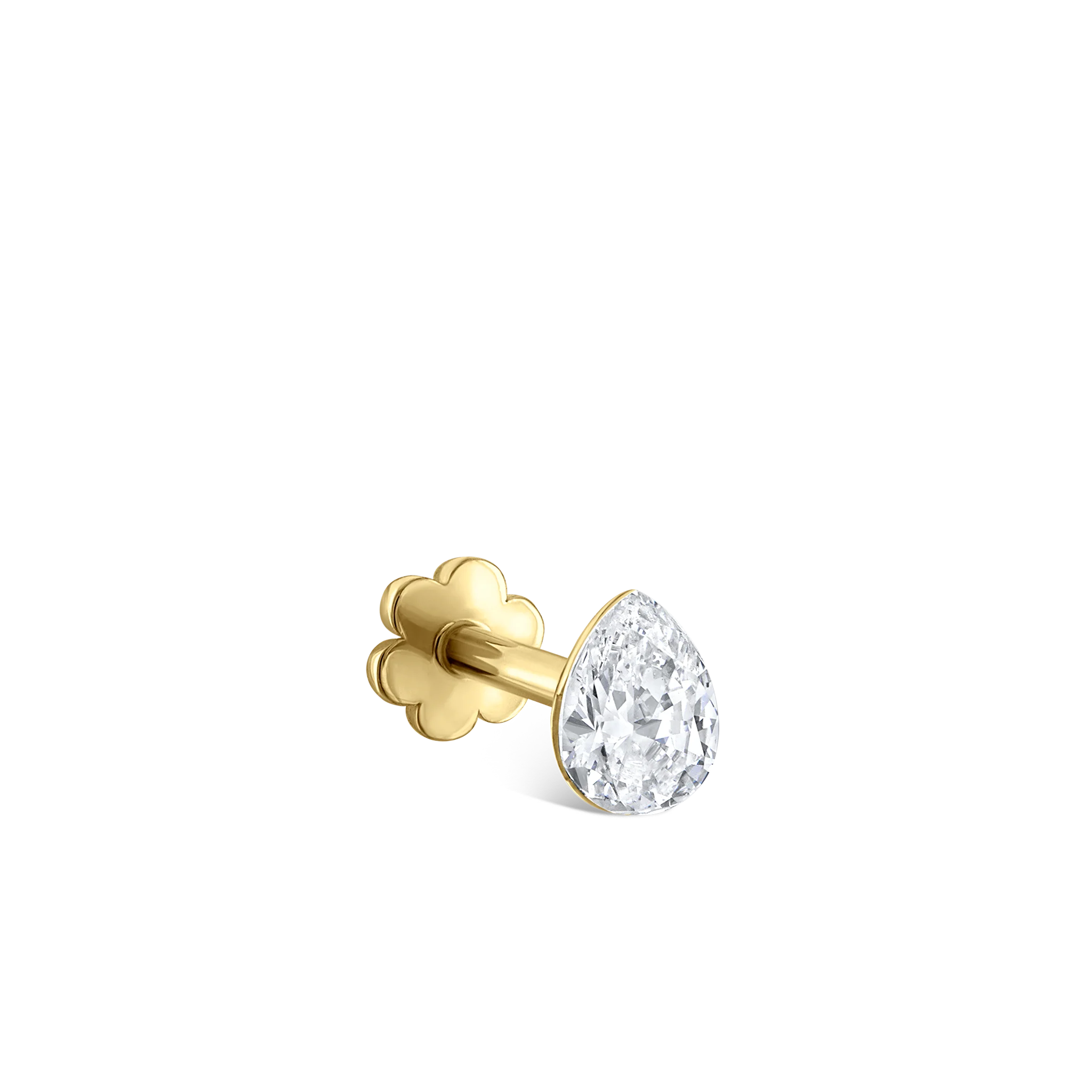 Invisible Set Diamond Pear Threaded Stud Earring - Image 14