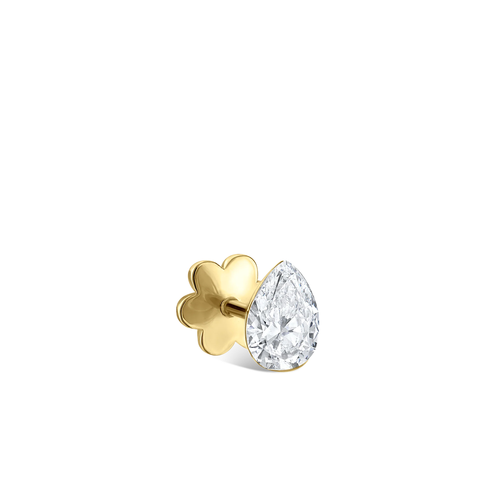 Invisible Set Diamond Pear Threaded Stud Earring - Image 16