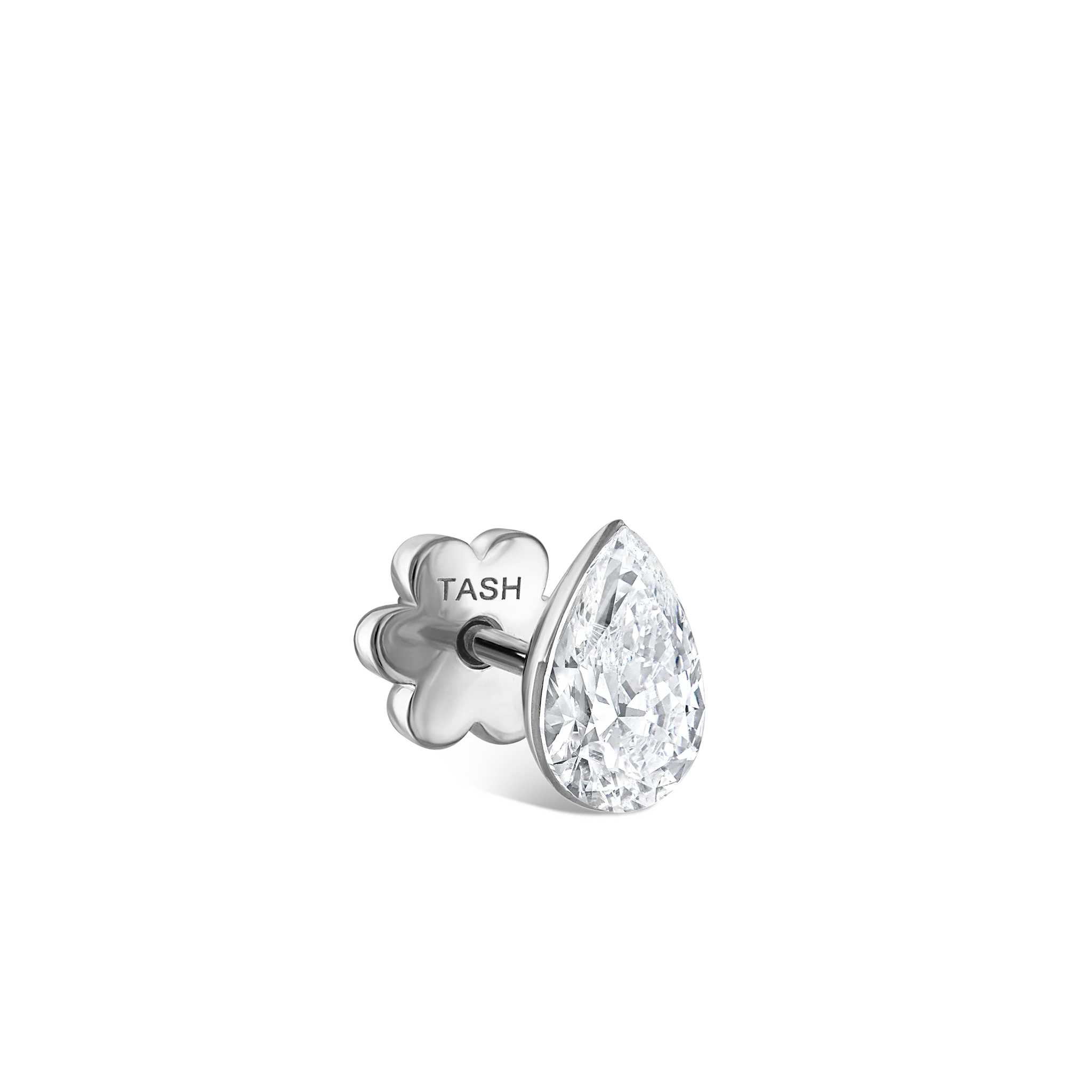 Invisible Set Diamond Pear Threaded Stud Earring - Image 17