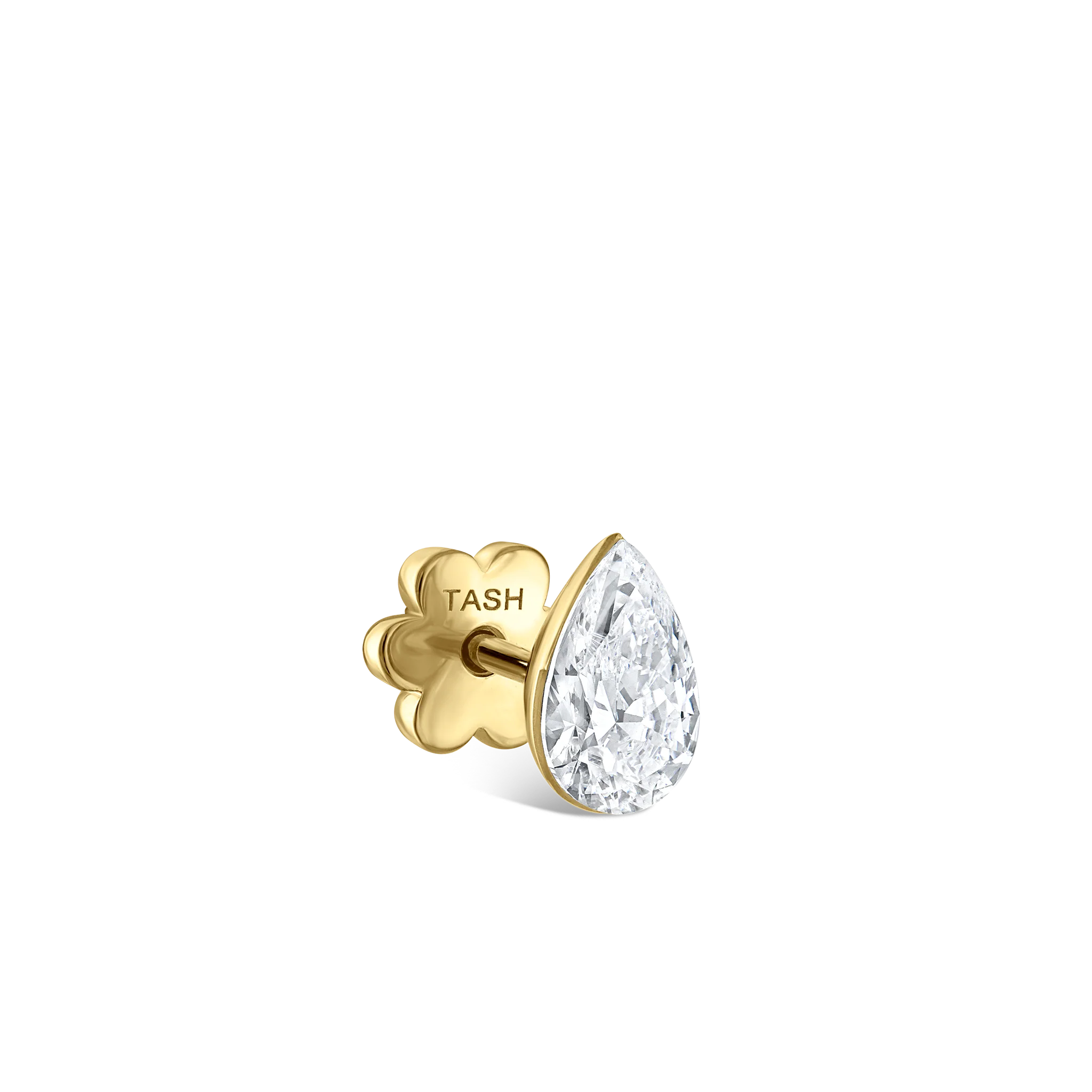 Invisible Set Diamond Pear Threaded Stud Earring - Image 18