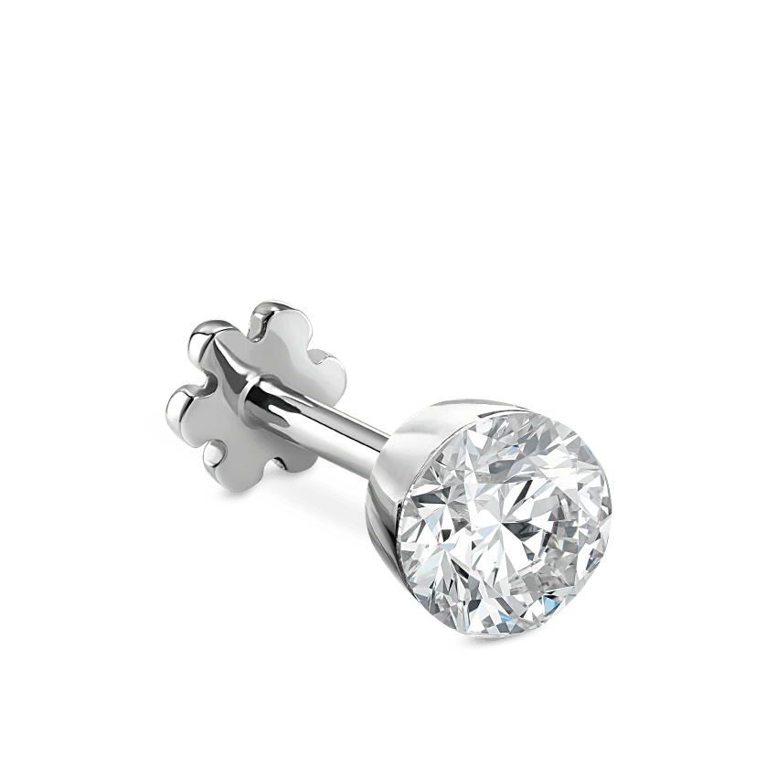 Invisible Set Diamond Threaded Stud Earring With Titanium Backing - Image 12