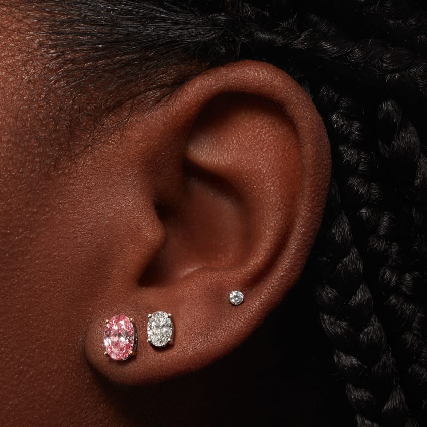 Invisible Set Diamond Threaded Stud Earring With Titanium Backing - Image 33