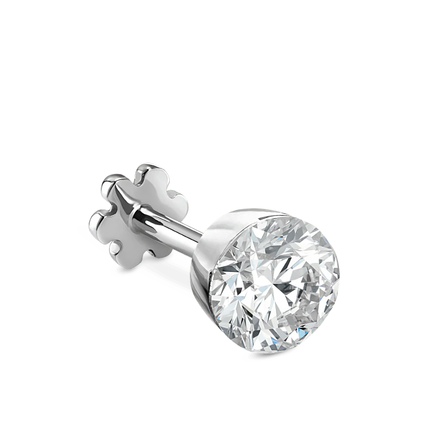 Invisible Set Diamond Threaded Stud Earring With Titanium Backing - Image 7