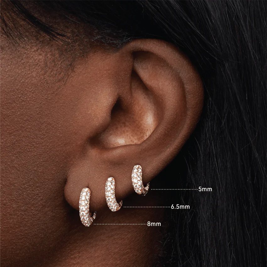 Invisible Set Diamond Three Row Pavé Hoop Earring - Image 44