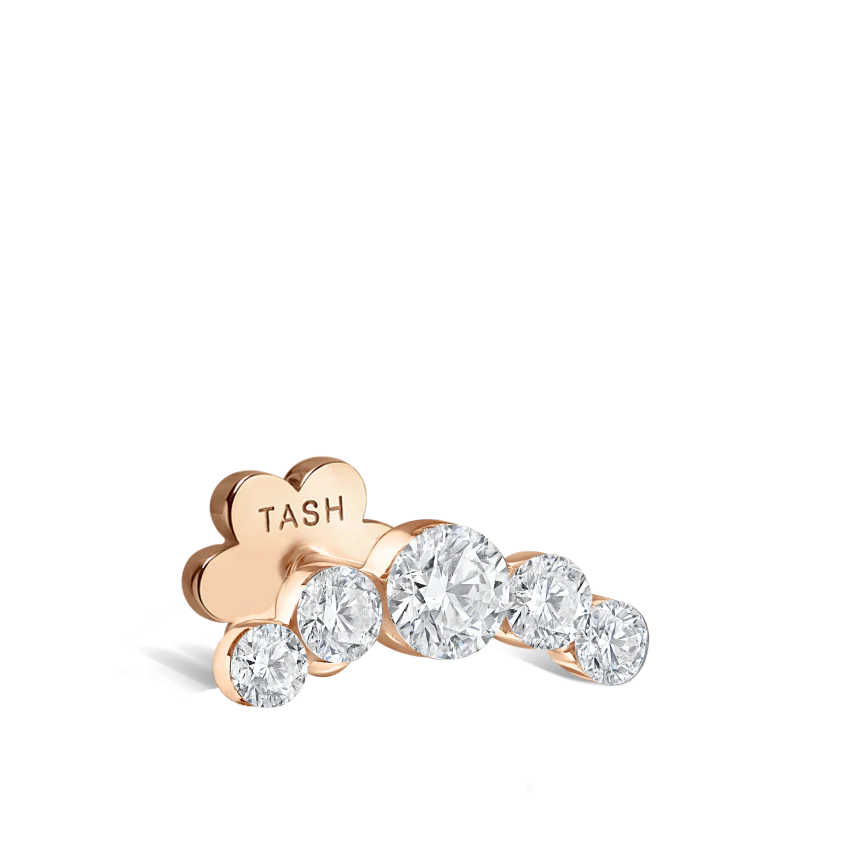 Invisible Set Five Diamond Open Curve Threaded Stud Earring - Image 3