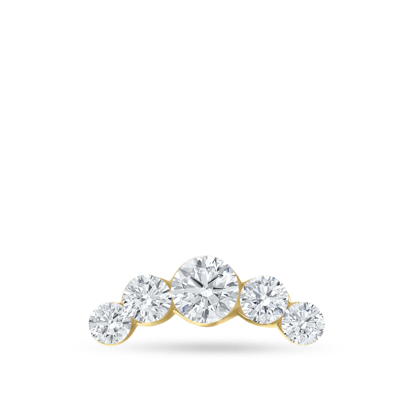 Invisible Set Five Diamond Open Curve Threaded Stud Earring With Titanium Backing - Image 13