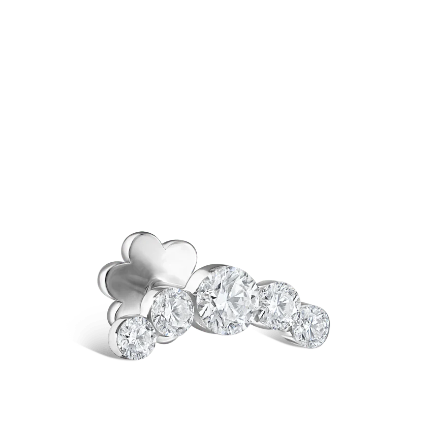Invisible Set Five Diamond Open Curve Threaded Stud Earring With Titanium Backing - Image 2