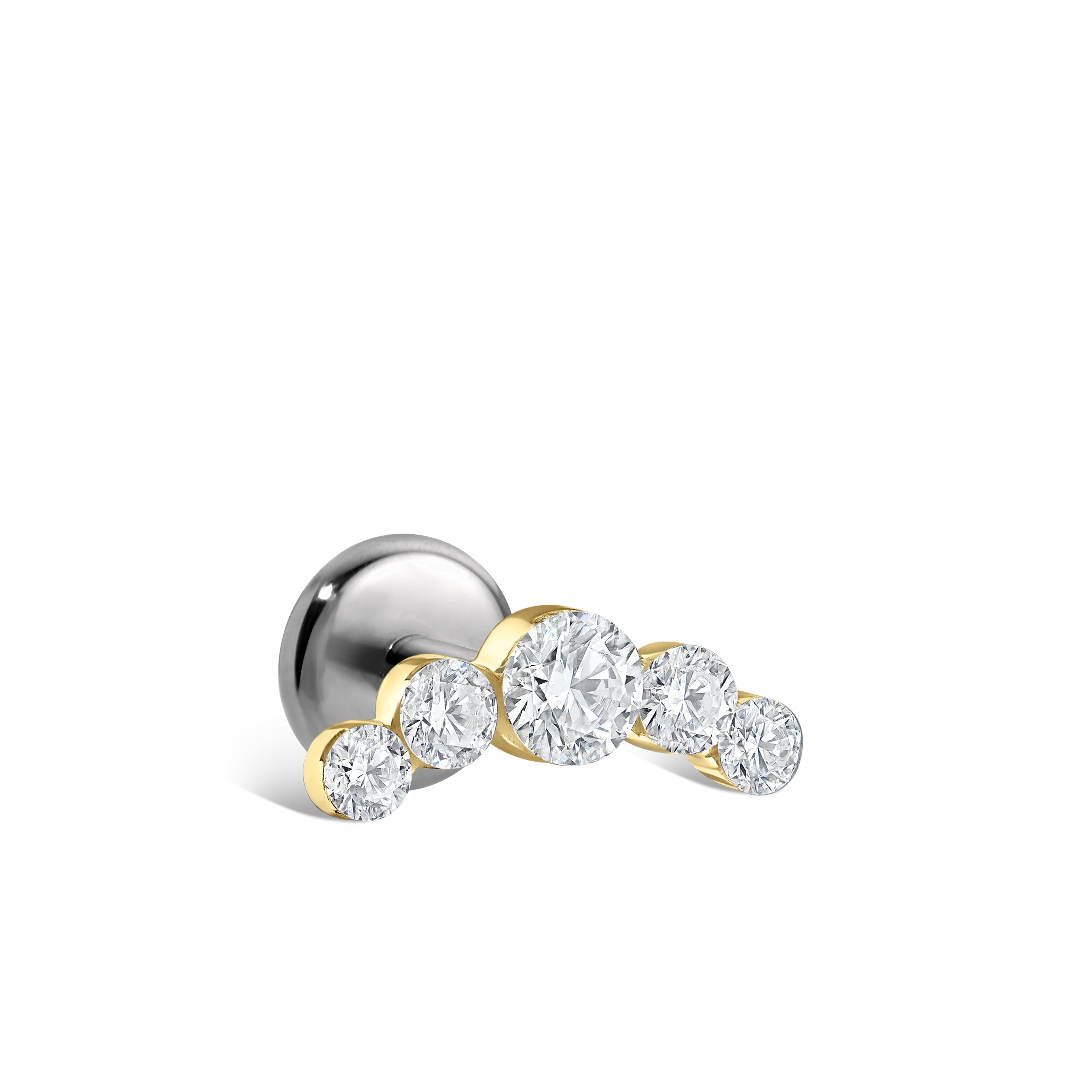 Invisible Set Five Diamond Open Curve Threaded Stud Earring With Titanium Backing - Image 20