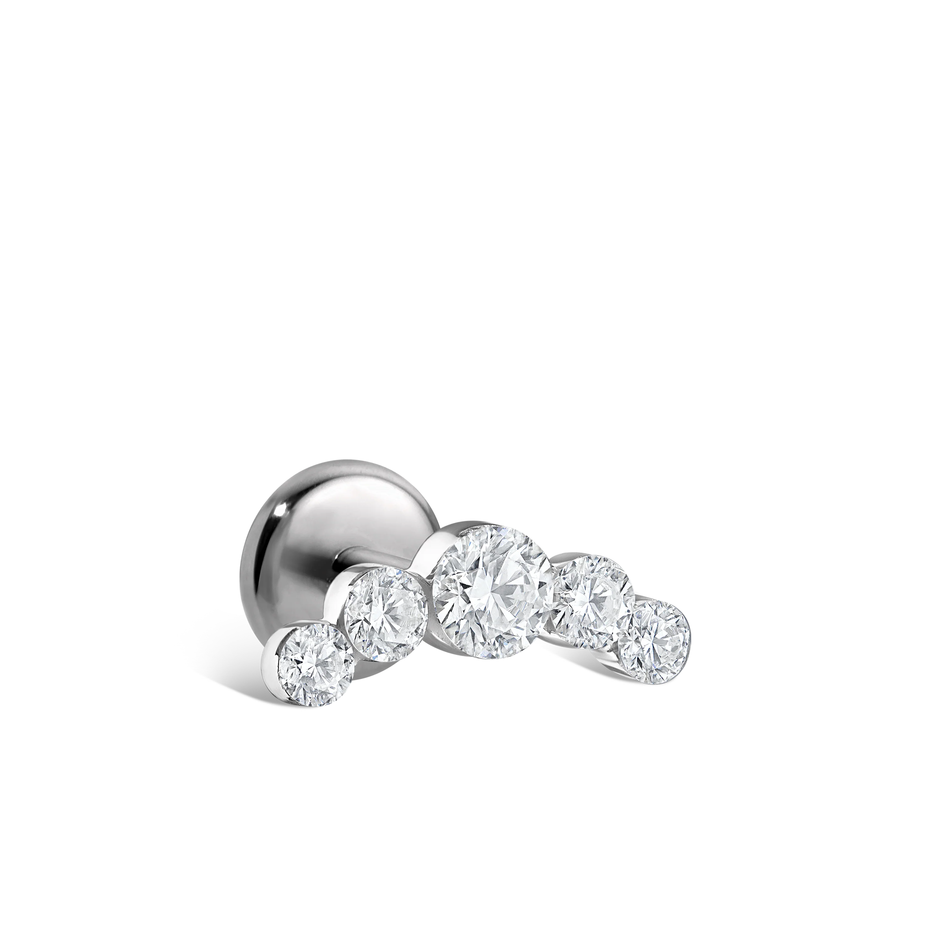 Invisible Set Five Diamond Open Curve Threaded Stud Earring With Titanium Backing - Image 21