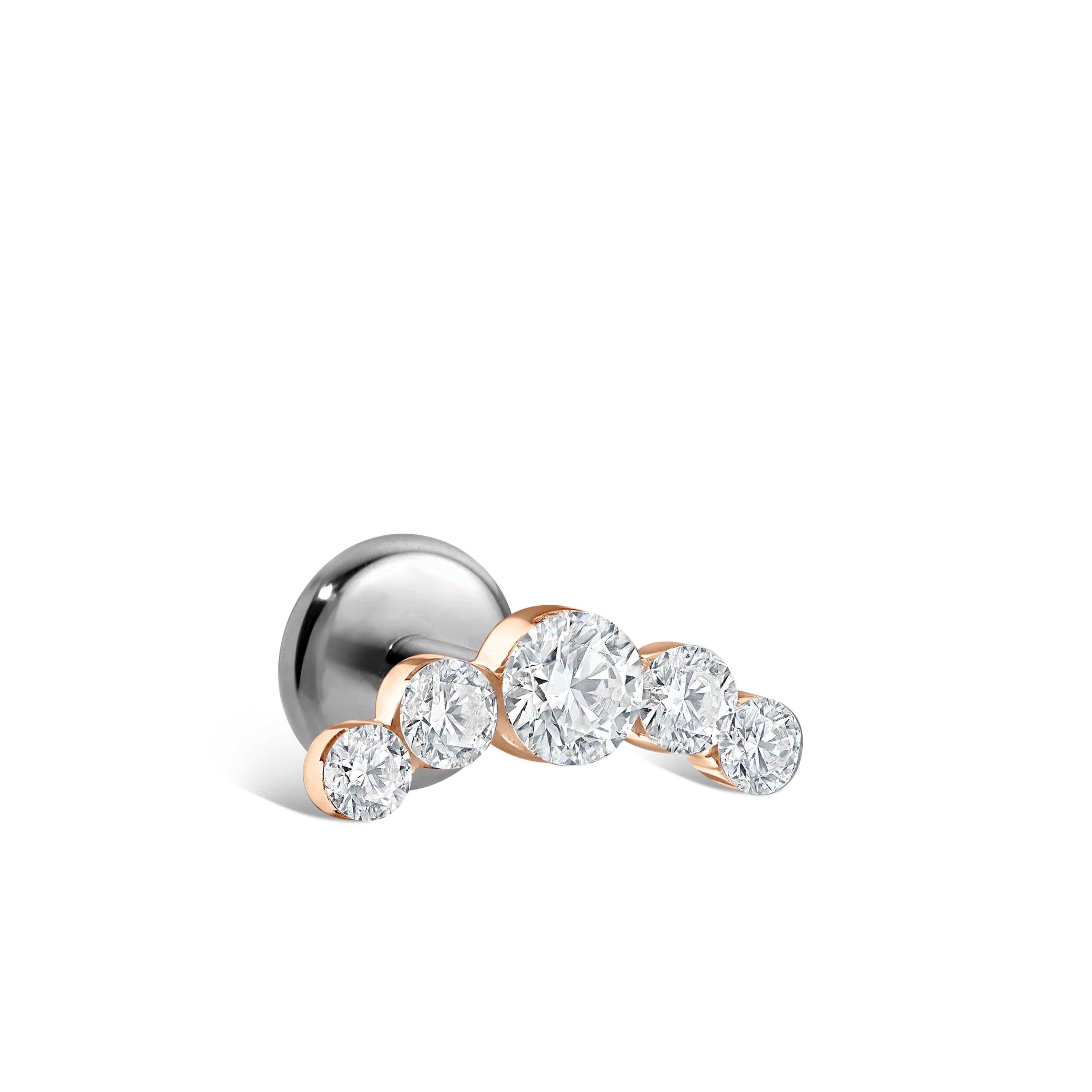 Invisible Set Five Diamond Open Curve Threaded Stud Earring With Titanium Backing - Image 22