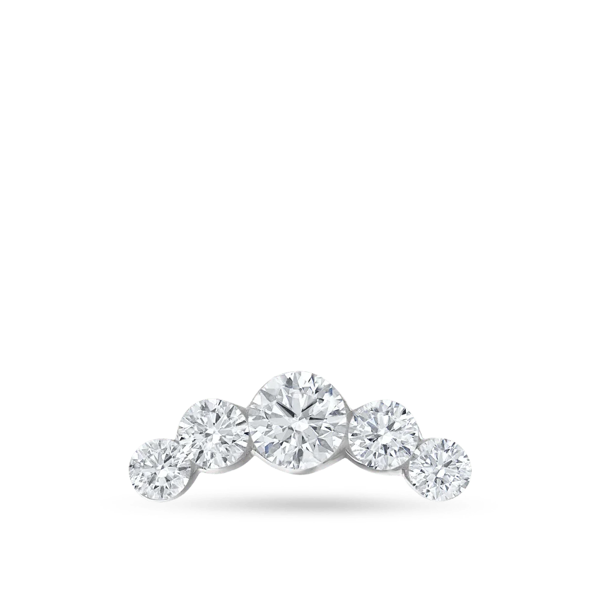 Invisible Set Five Diamond Open Curve Threaded Stud Earring With Titanium Backing - Image 7