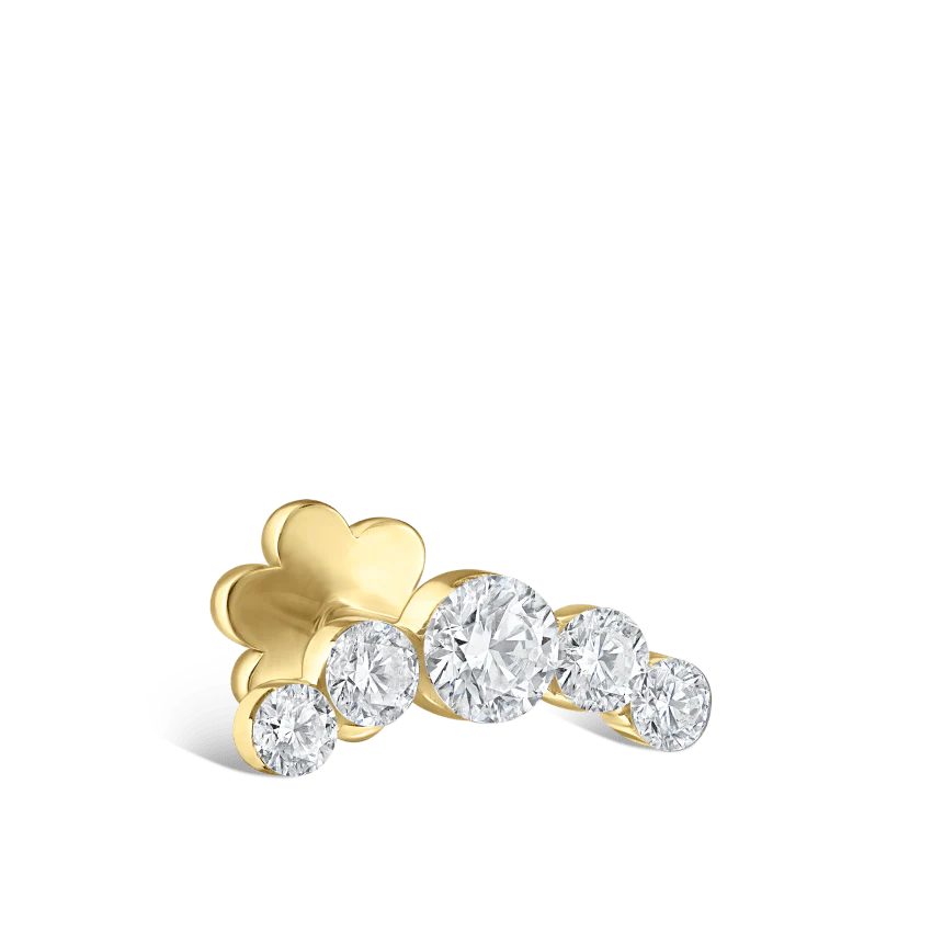 Invisible Set Five Diamond Open Curve Threaded Stud Earring With Titanium Backing - Image 8