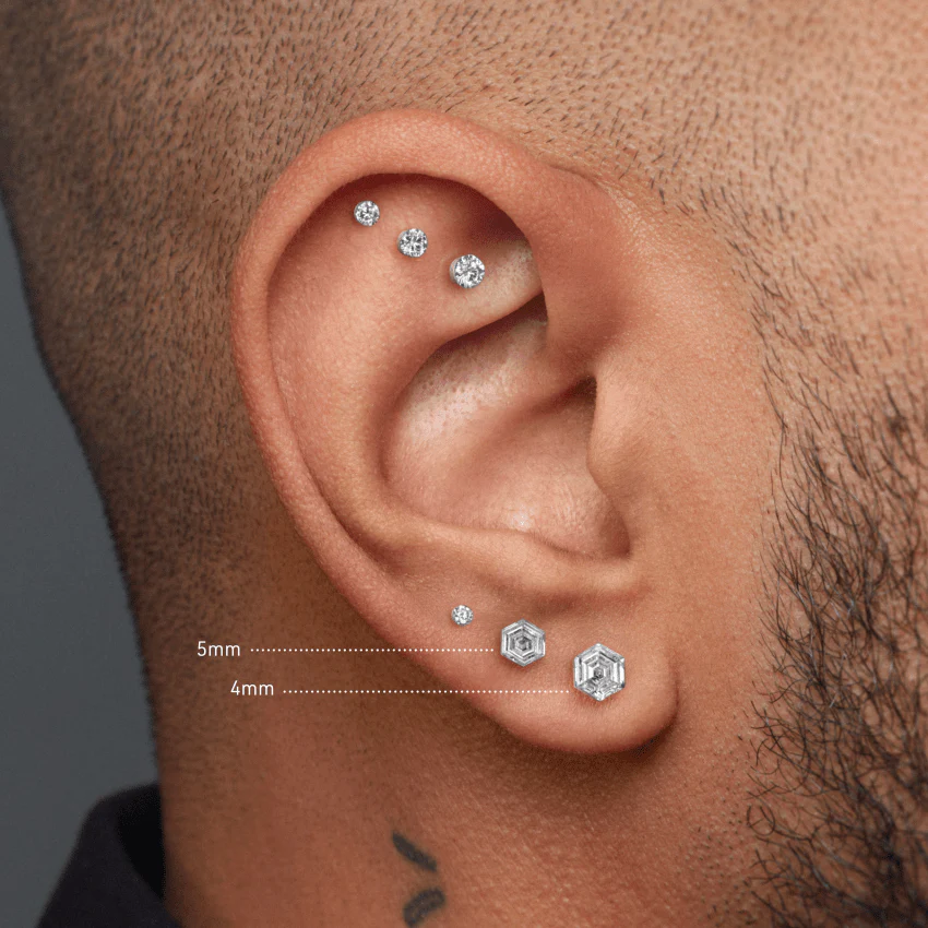 Invisible Set Hexagon Diamond Stud Earring - Image 14