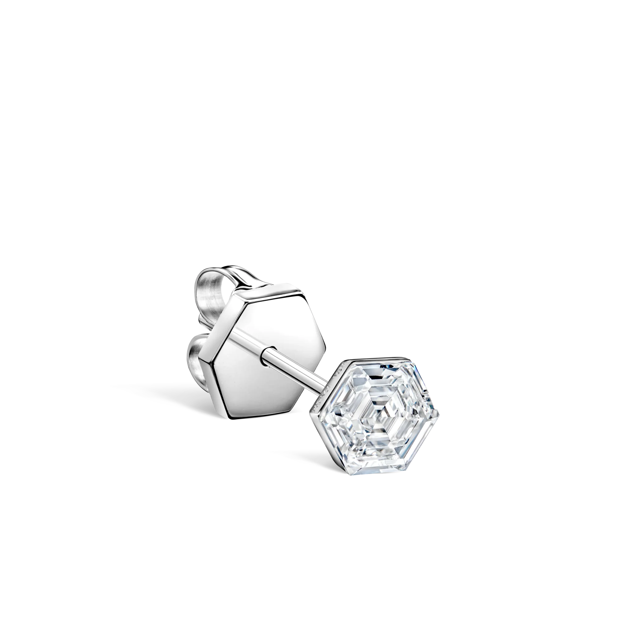 Invisible Set Hexagon Diamond Stud Earring - Image 20