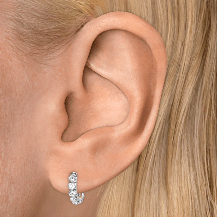 Invisible Set Large Diamond Eternity Hoop Earring - Image 11