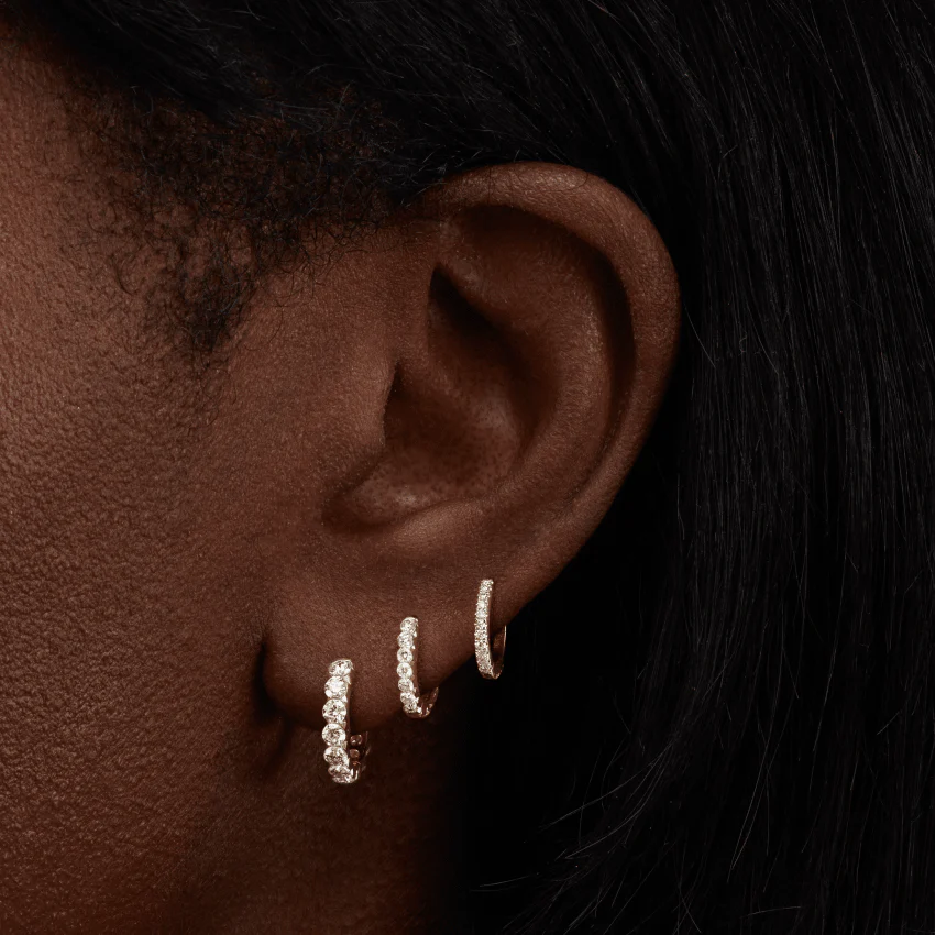 Invisible Set Large Diamond Eternity Hoop Earring - Image 5