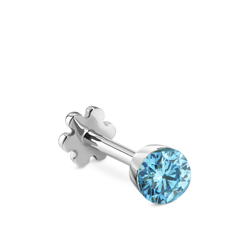Invisible Set Light Blue Diamond Threaded Stud Earring With Titanium Backing - Image 10