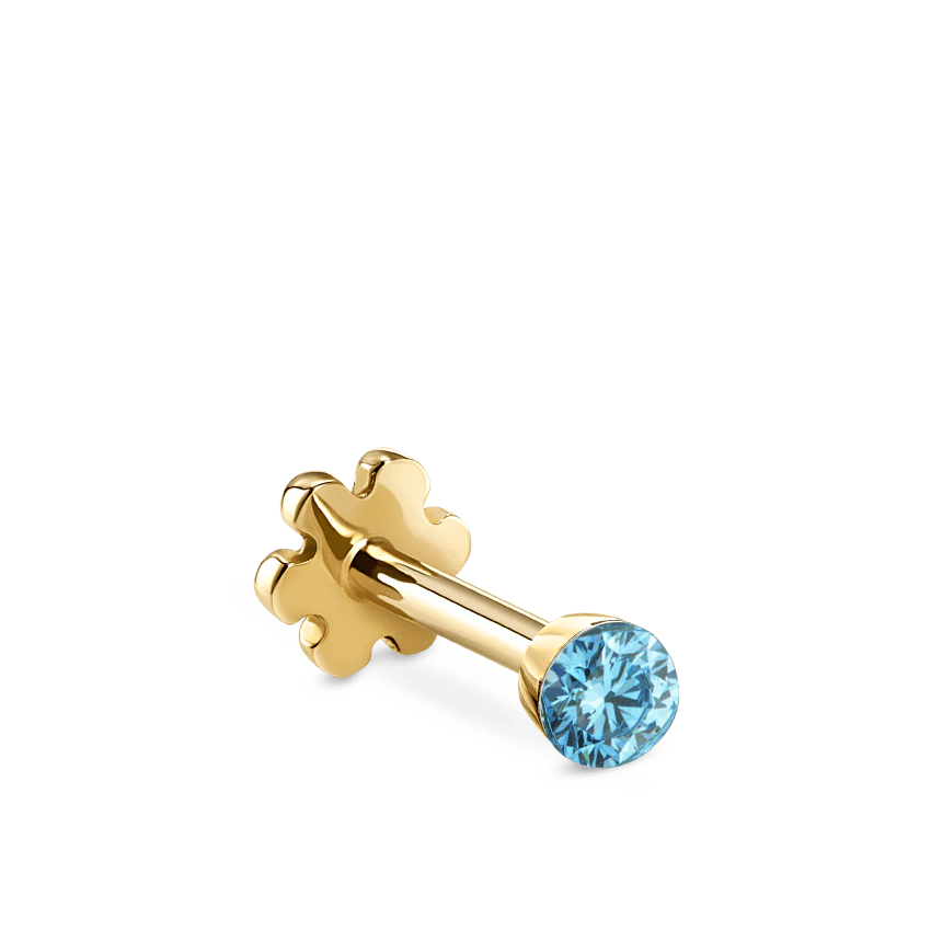 Invisible Set Light Blue Diamond Threaded Stud Earring With Titanium Backing - Image 13