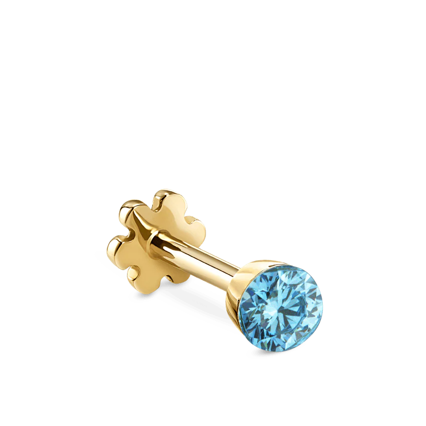 Invisible Set Light Blue Diamond Threaded Stud Earring With Titanium Backing - Image 18
