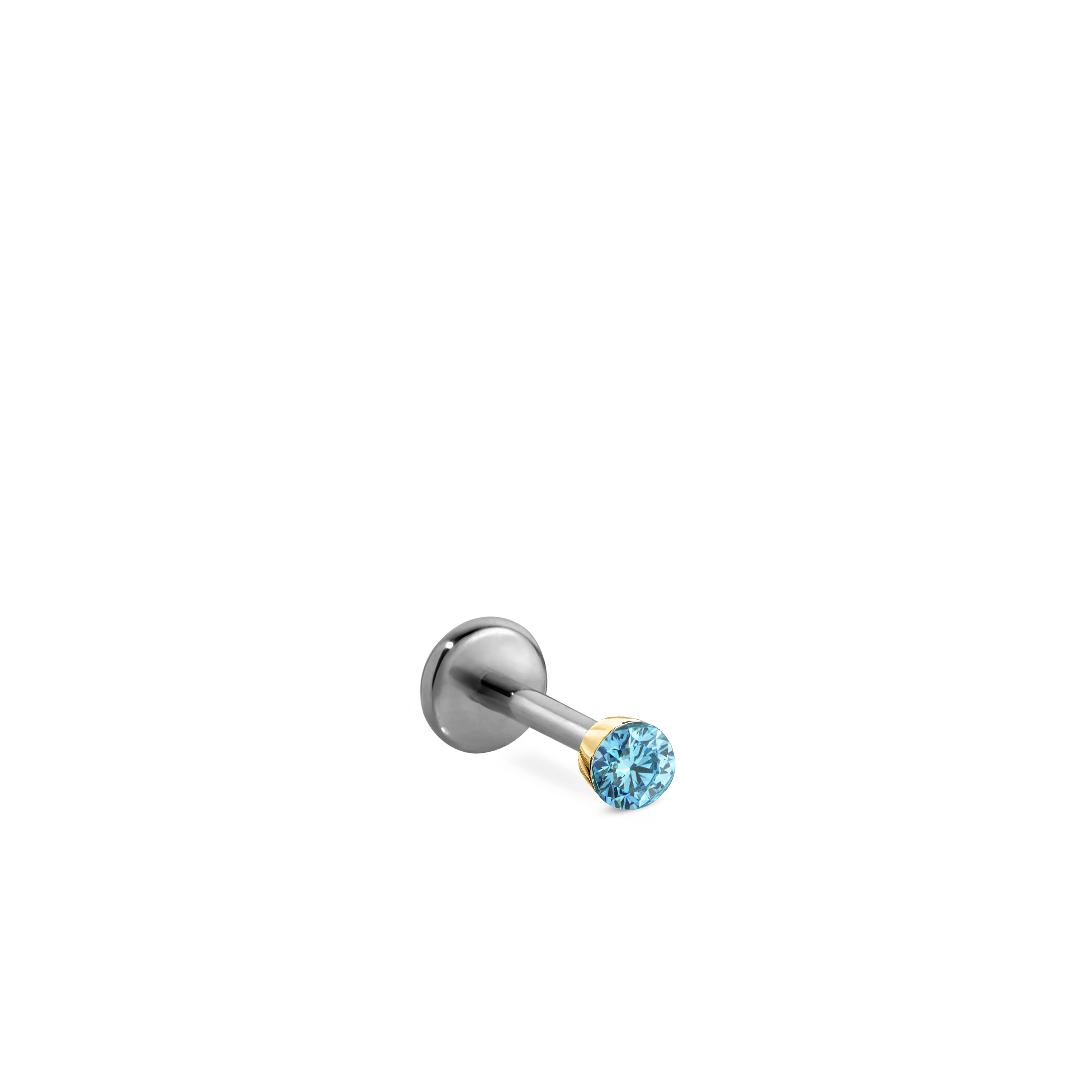 Invisible Set Light Blue Diamond Threaded Stud Earring With Titanium Backing - Image 21