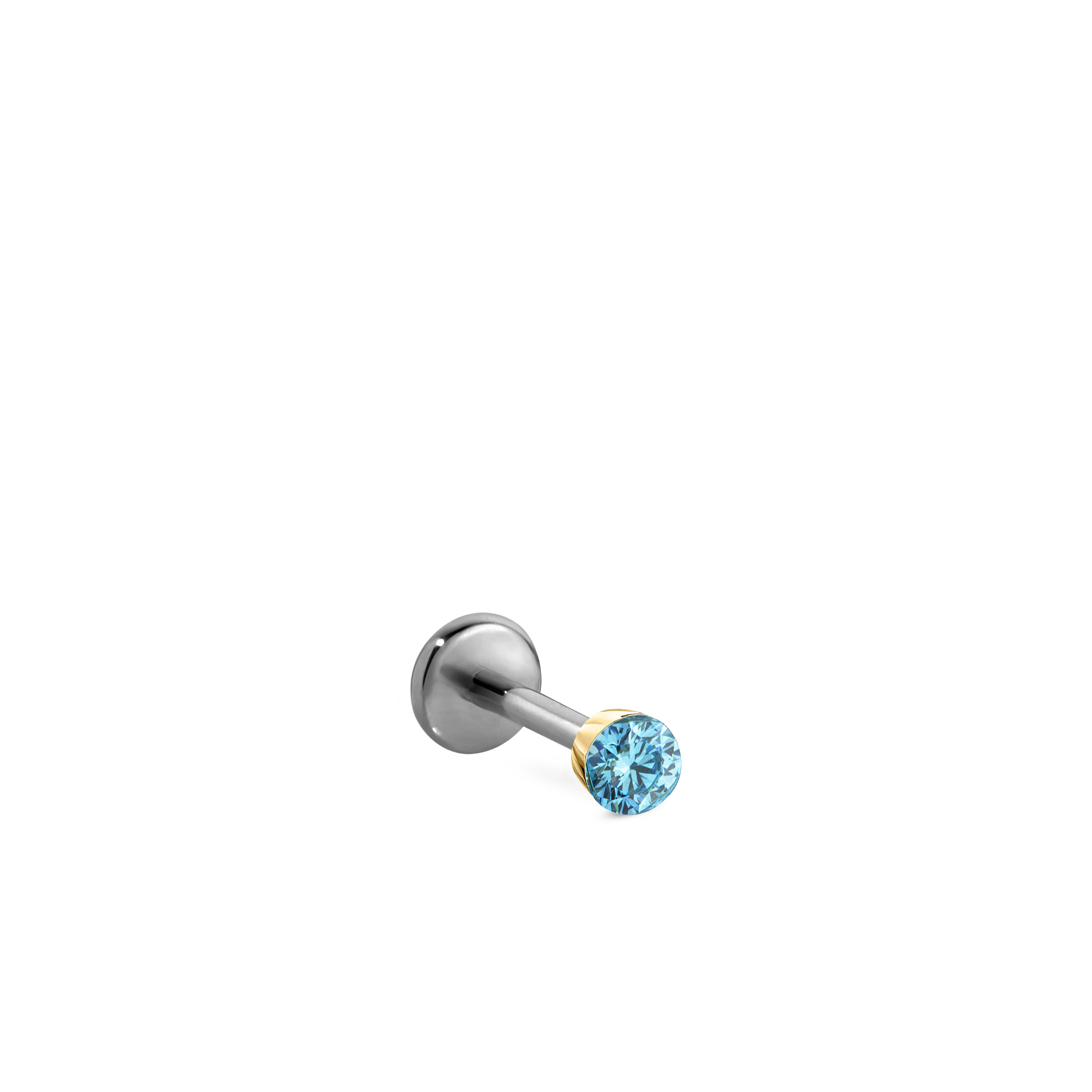 Invisible Set Light Blue Diamond Threaded Stud Earring With Titanium Backing - Image 22