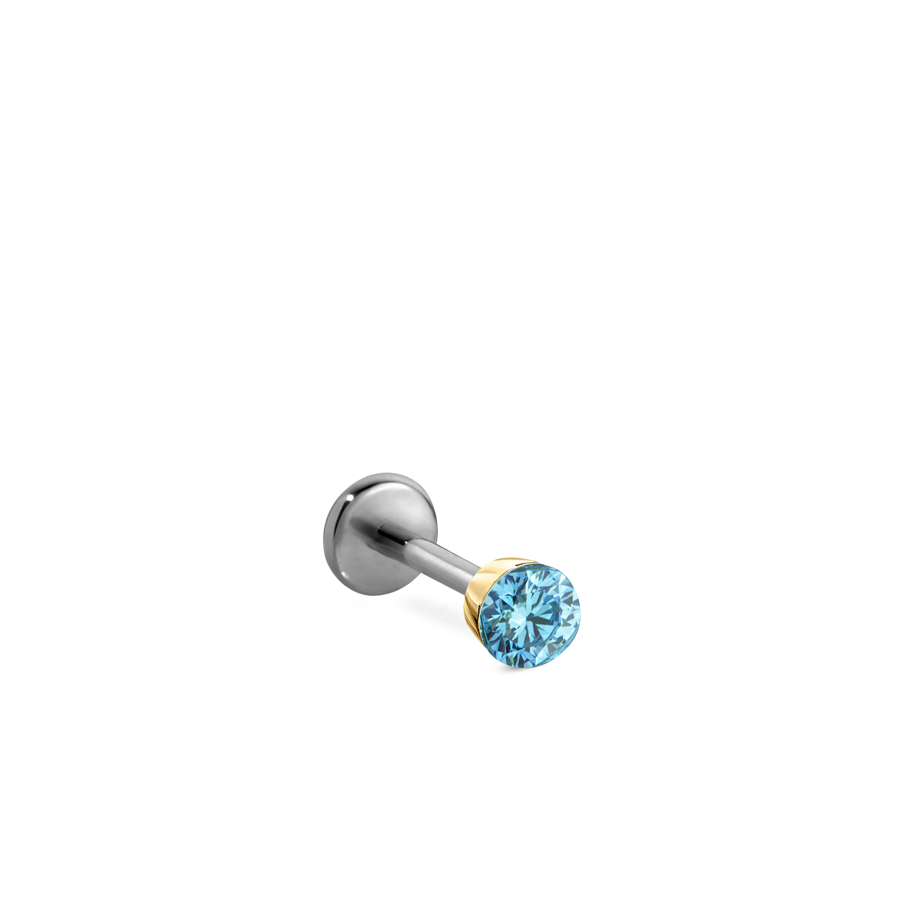 Invisible Set Light Blue Diamond Threaded Stud Earring With Titanium Backing - Image 23