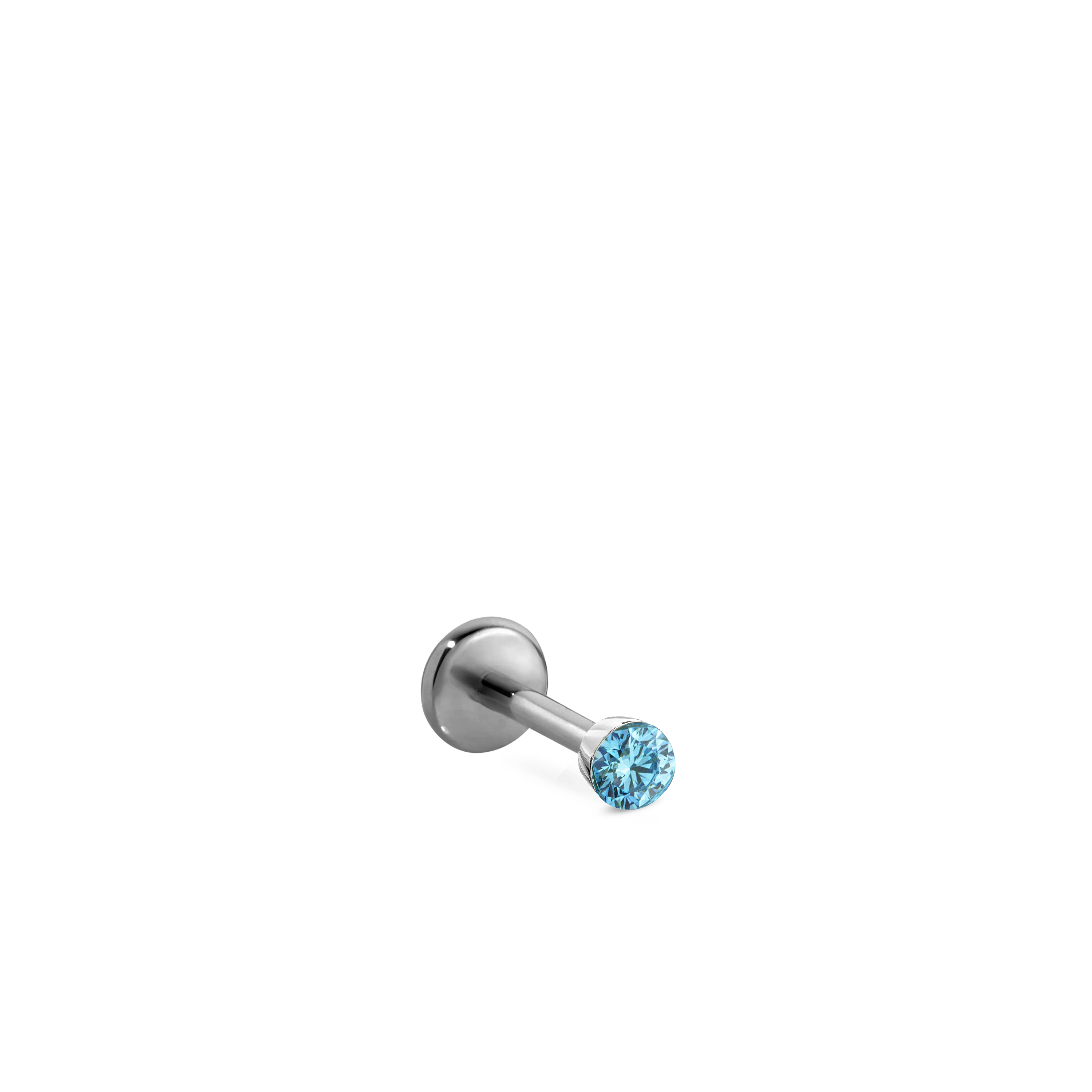 Invisible Set Light Blue Diamond Threaded Stud Earring With Titanium Backing - Image 24