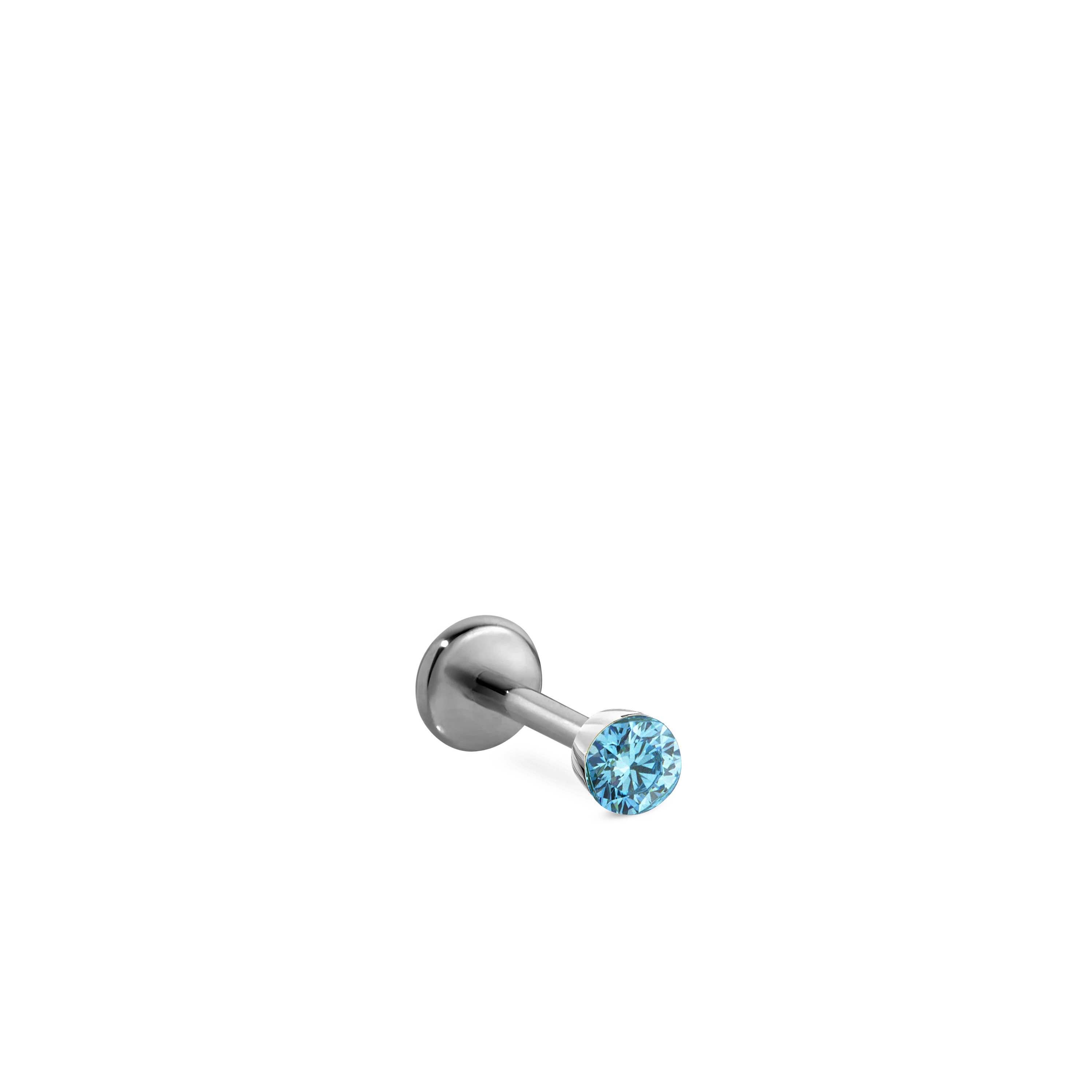 Invisible Set Light Blue Diamond Threaded Stud Earring With Titanium Backing - Image 25