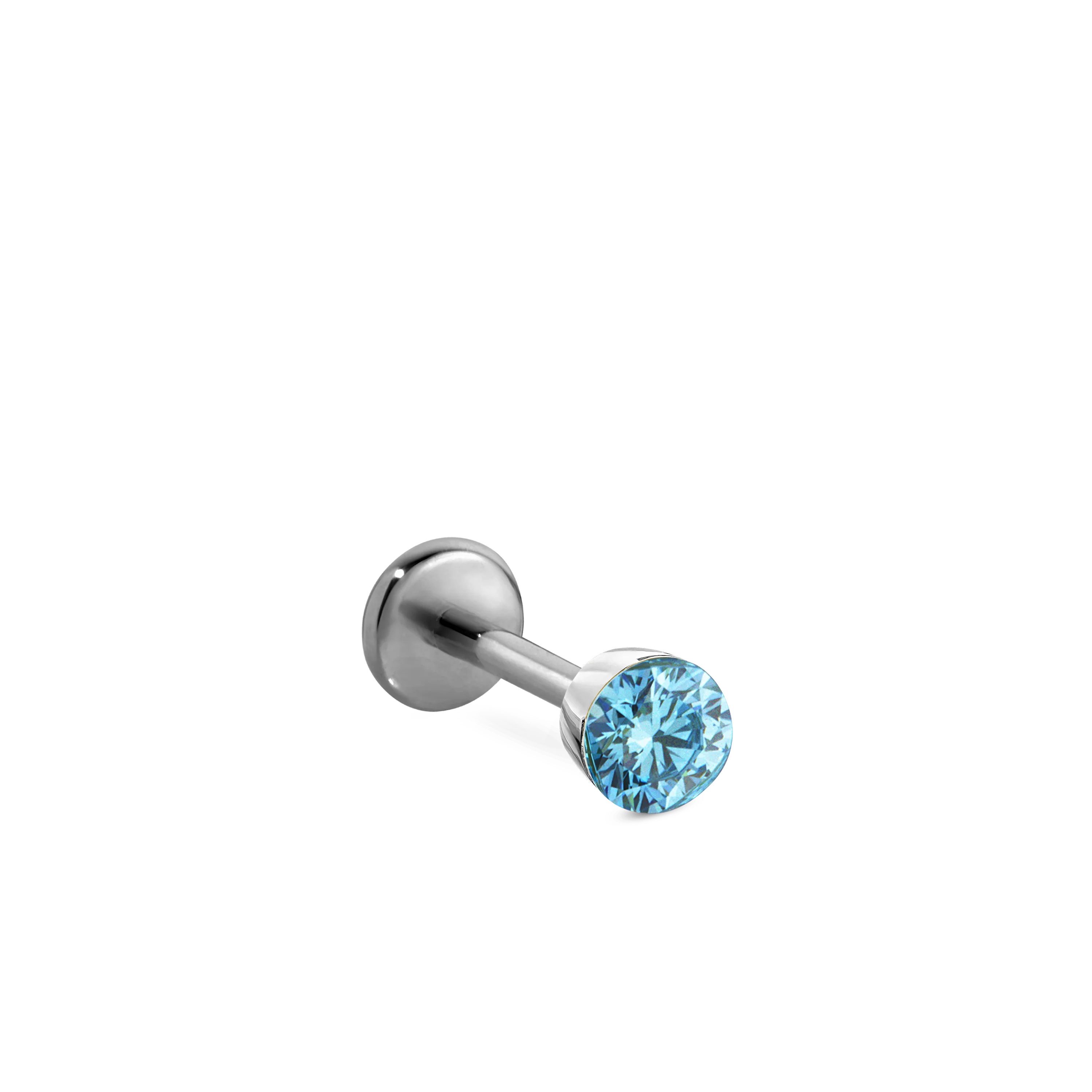 Invisible Set Light Blue Diamond Threaded Stud Earring With Titanium Backing - Image 26