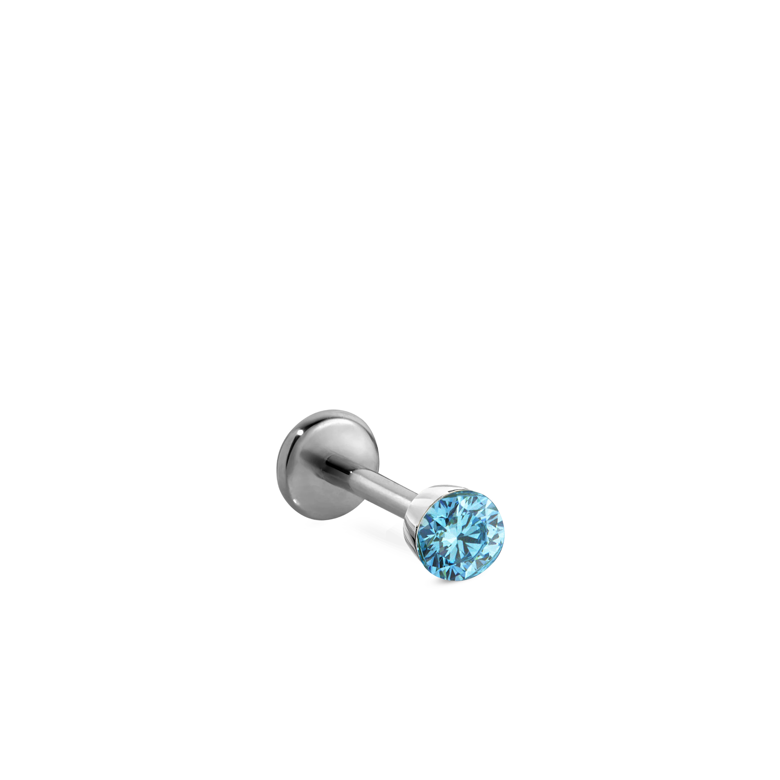 Invisible Set Light Blue Diamond Threaded Stud Earring With Titanium Backing - Image 27