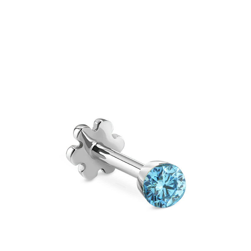 Invisible Set Light Blue Diamond Threaded Stud Earring With Titanium Backing - Image 4