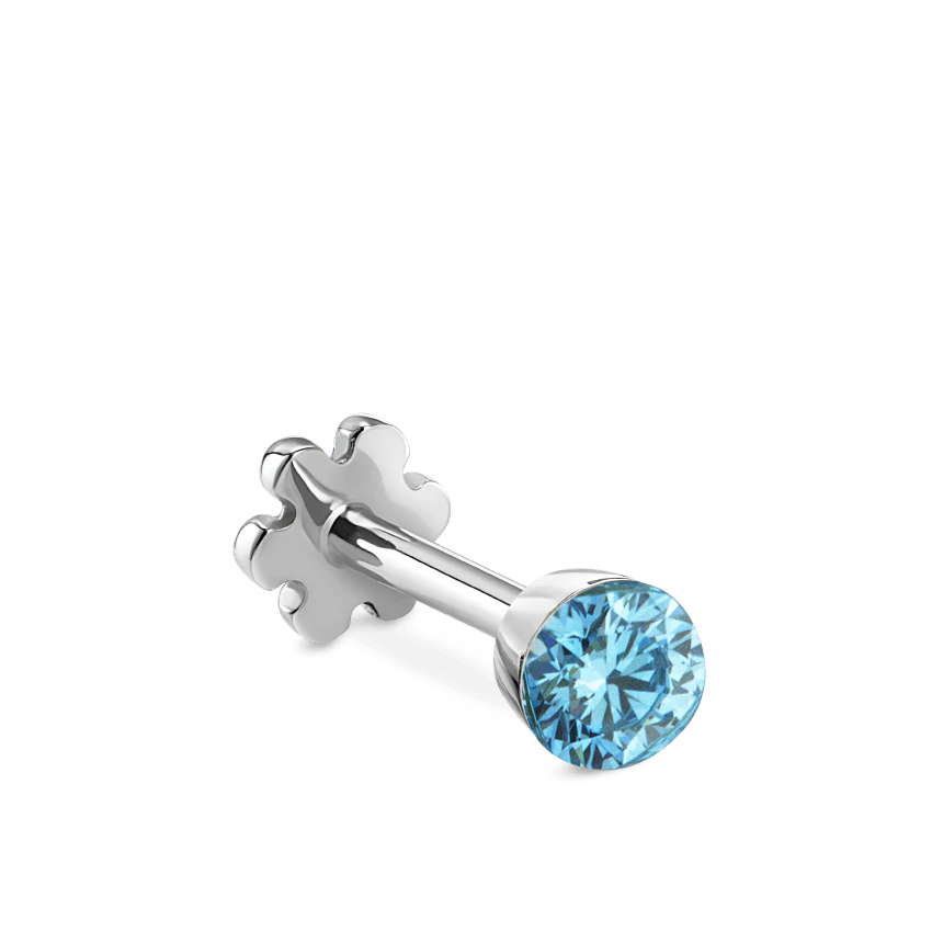Invisible Set Light Blue Diamond Threaded Stud Earring With Titanium Backing - Image 7