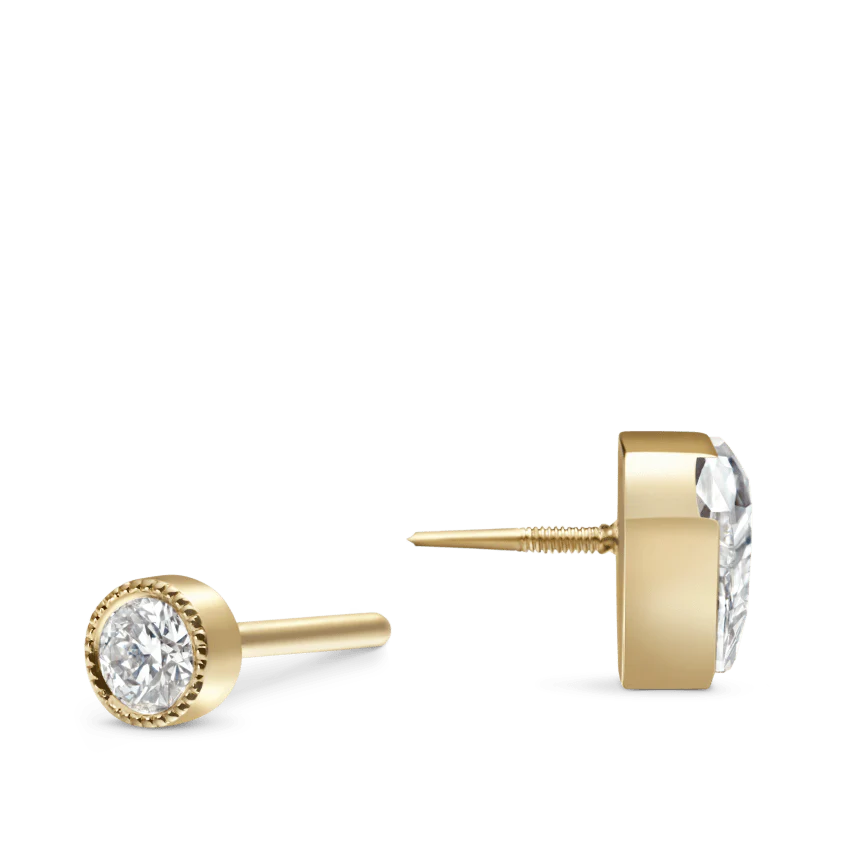 Invisible Set Silhouette Diamond Threaded Stud Earring - Image 8