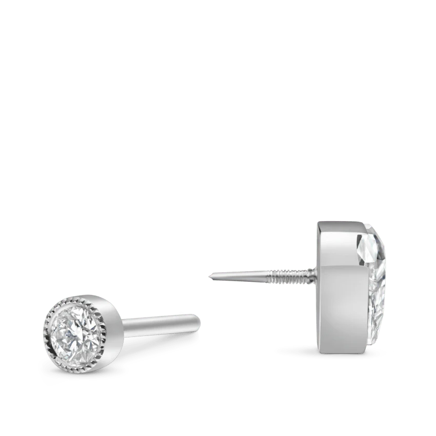 Invisible Set Silhouette Diamond Threaded Stud Earring With Titanium Backing - Image 4