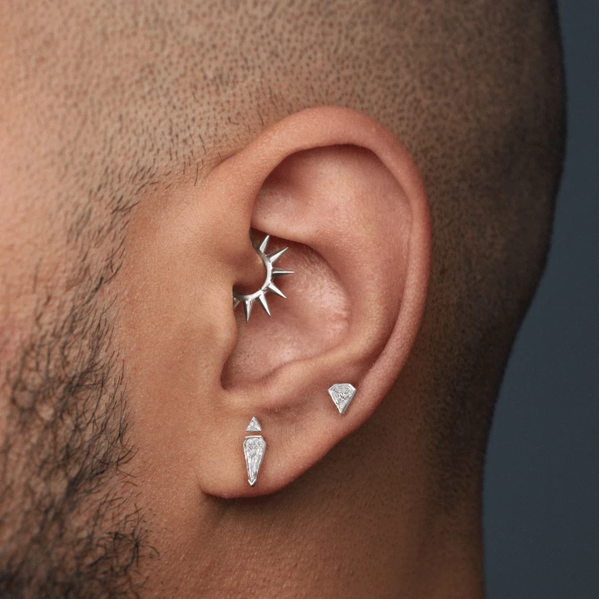 Invisible Set Silhouette Diamond Threaded Stud Earring With Titanium Backing - Image 5