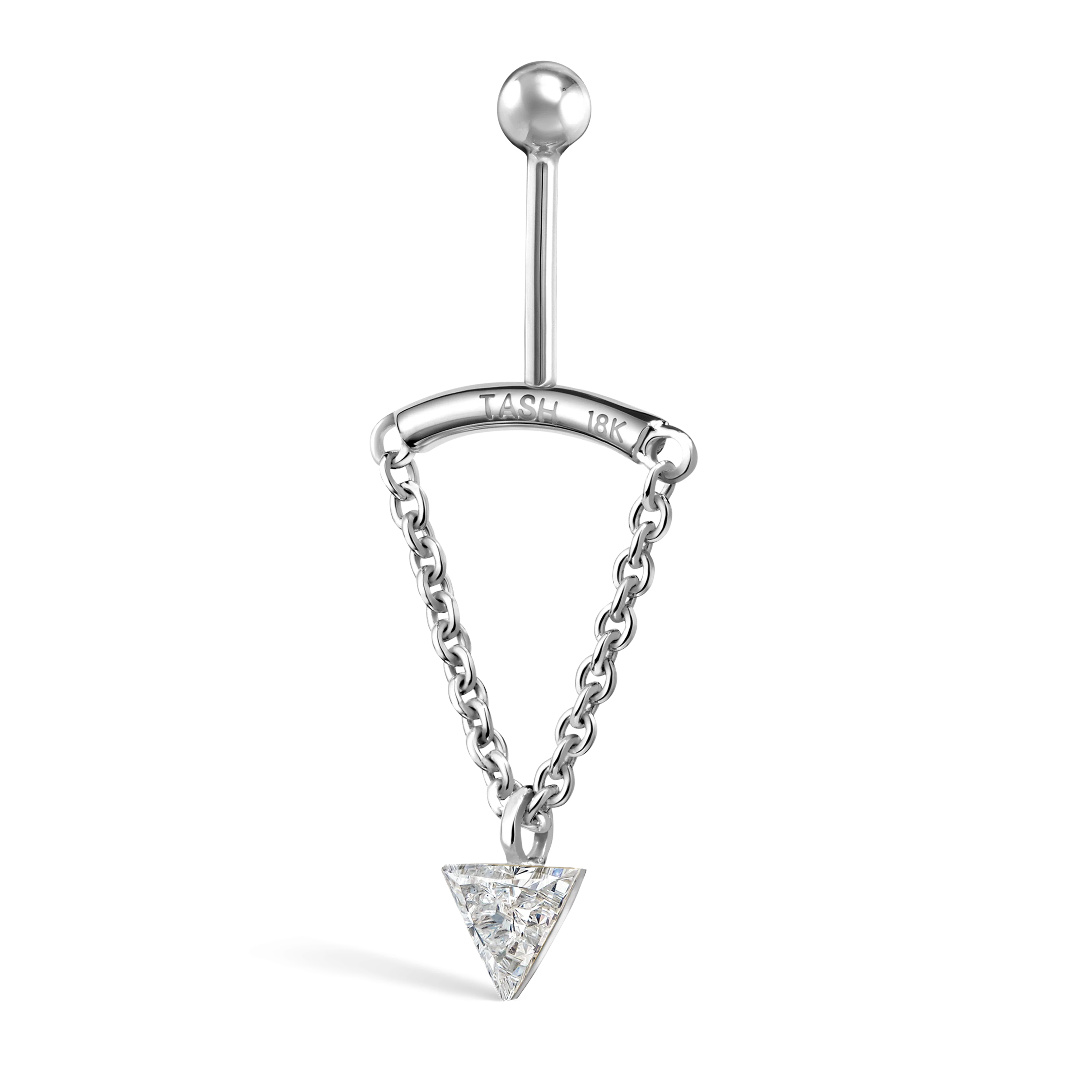 Invisible Set Triangle Diamond Drape Threaded Stud Earring - Image 14