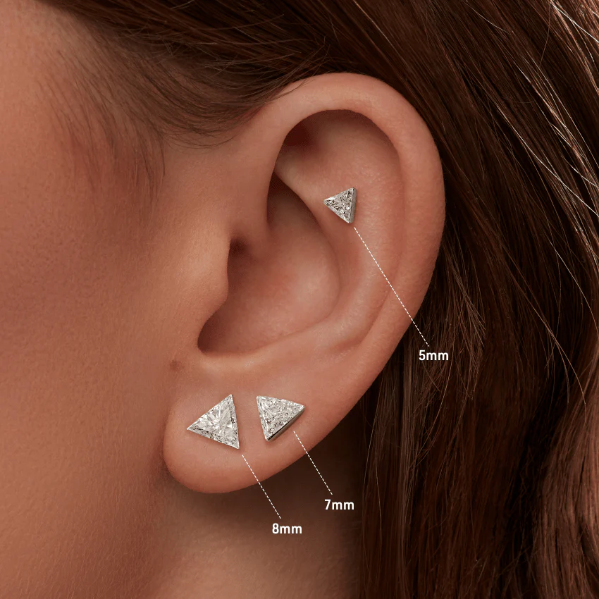 Invisible Set Triangle Diamond Stud Earring - Image 7