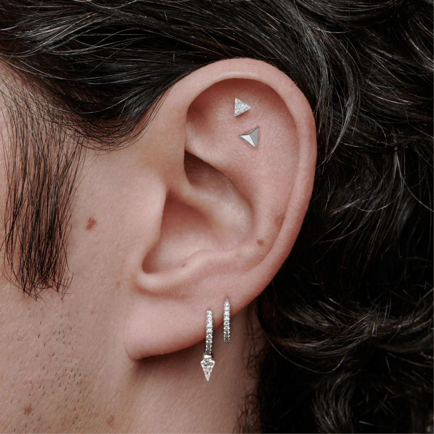 Invisible Set Triangle Diamond Threaded Stud Earring - Image 45