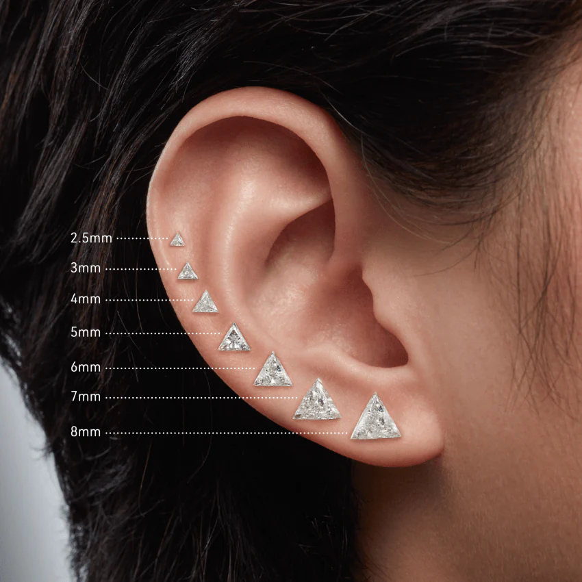 Invisible Set Triangle Diamond Threaded Stud Earring With Titanium Backing - Image 49