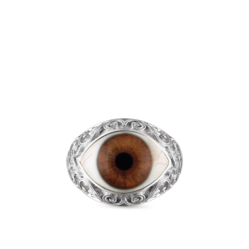 Lace and Pavé Diamond Eye Finger Ring - Image 21