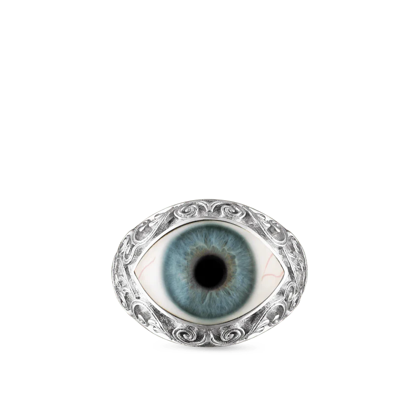 Lace and Pavé Diamond Eye Finger Ring - Image 3