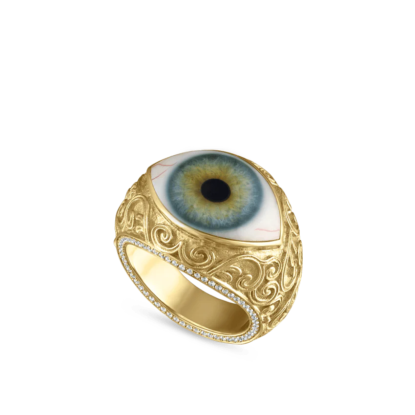Lace and Pavé Diamond Eye Finger Ring - Image 50