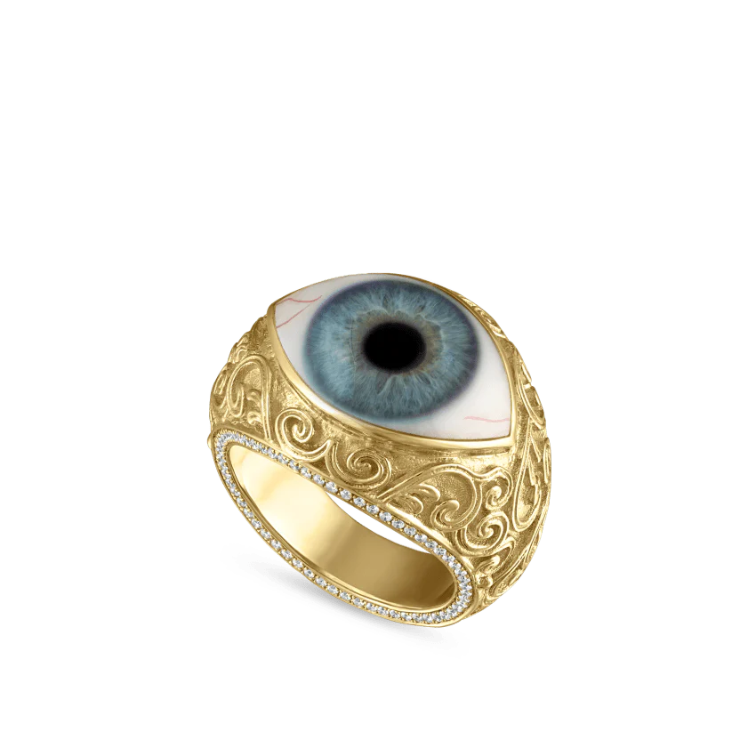 Lace and Pavé Diamond Eye Finger Ring - Image 74
