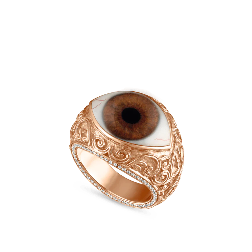 Lace and Pavé Diamond Eye Finger Ring - Image 78