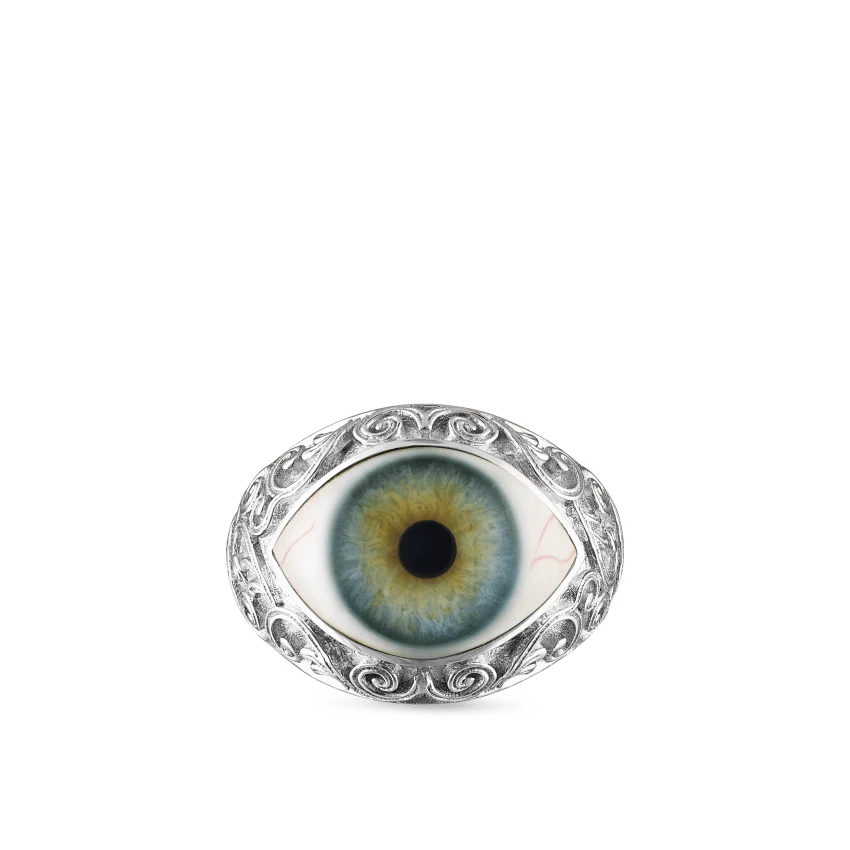 Lace and Pavé Diamond Eye Finger Ring - Image 9