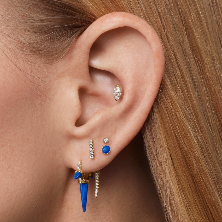 Lapis Threaded Stud Earring - Image 5