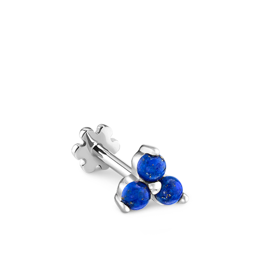 Lapis Trinity Threaded Stud Earring
