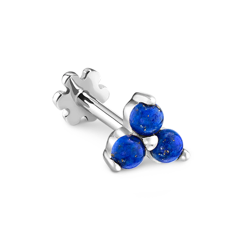 Lapis Trinity Threaded Stud Earring - Image 2